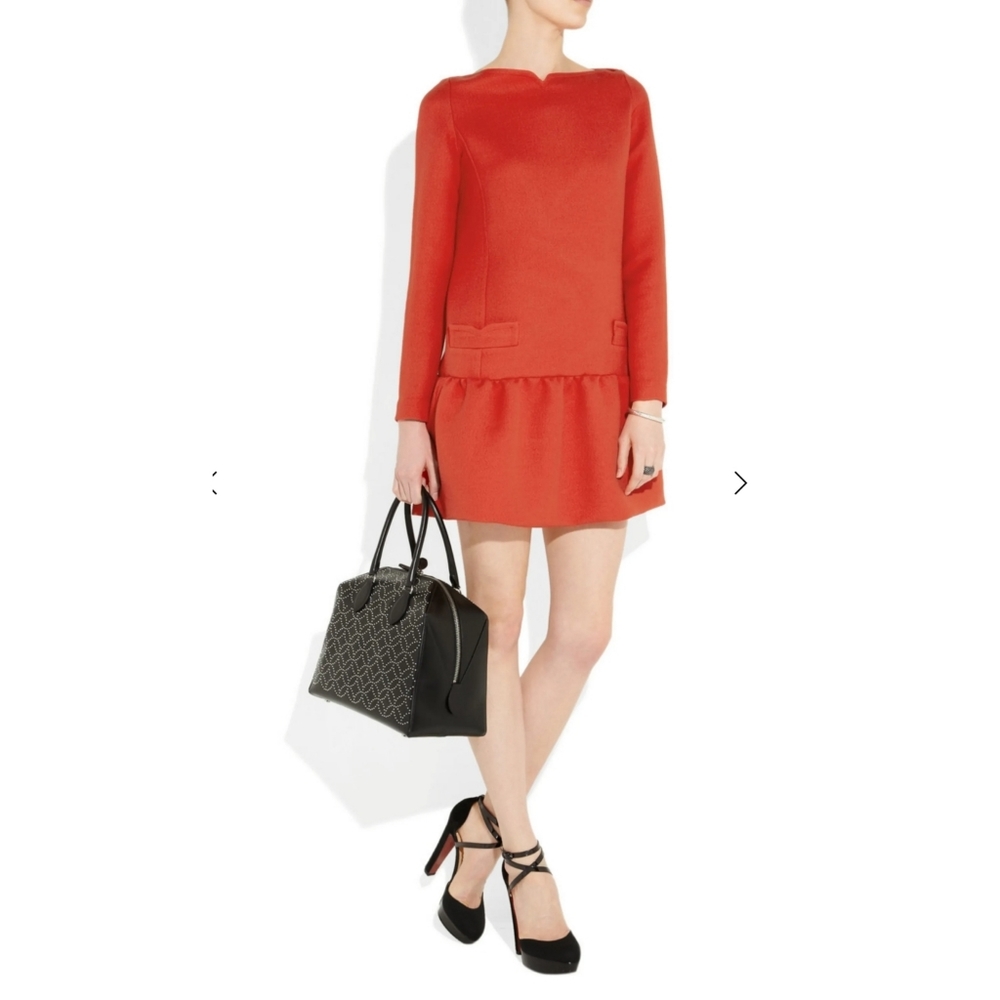 Victoria Beckham Coral Mini Dress with Long Sleeves